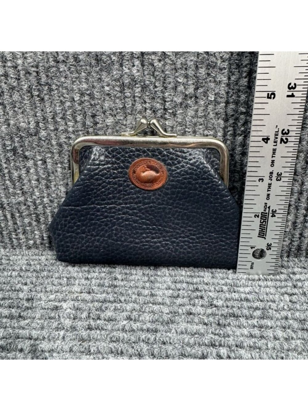 Dooney and Bourke Vintage Coin Purse Navy Blue Pebbled Leather Kiss Lock Pouch - Picture 6 of 7